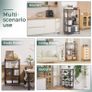 Folding Storage Shelves,4 Tiers Metal Shelving Units for Storage 61x116x28 CM, Corner Kitchen Shelves on Wheels,Pantry Shelves,Bookcase for Living room Black Image 3