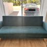 Light Teal Velvet 3 Seater Sofa Bed Image 5