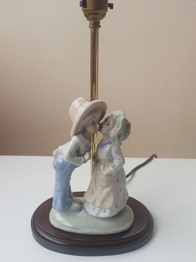 Irish Vintage Table Lamp by Mahoona  Lighting  porcelain figurine on the wooden base Height 43 cm