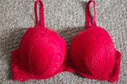Red Push Up Laced Bra 36C