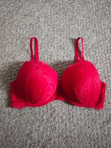 Red Push Up Laced Bra 36C