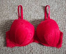 Red Push Up Laced Bra 36C