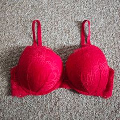 Red Push Up Laced Bra 36C