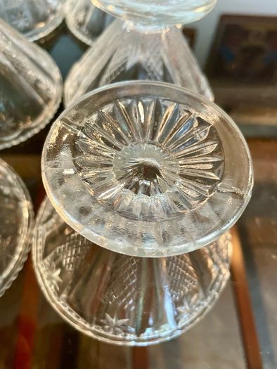 1950s Art Deco Vintage Pressed Glass Dishes Footed Set Of 6 1950