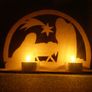 Christmas Crib Tea Light candle holder wood craft decoration laser cut Image 2