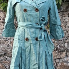Atmosphere -Teal Double-Breasted Trench Coat