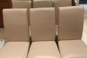 6 x Very Sturdy Cream Leather Kitchen Dining Chairs - Can Deliver