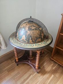 Vintage Globe Bar Cabinet with Wheels