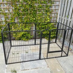 Black metal dog pen