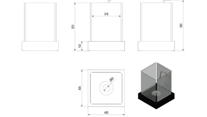 Bio Fireplace Tango 4 White