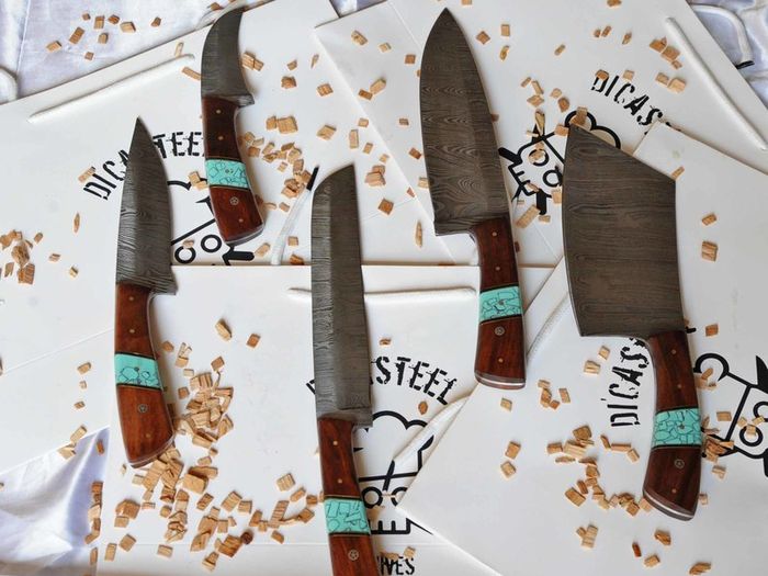 Handmade Damascus Set Knives 5 pcs