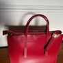 Zara Red Faux Leather Tote handbag Size M Image 2