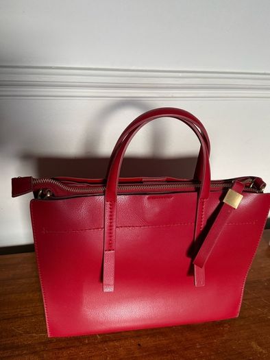 Zara Red Faux Leather Tote handbag Size M