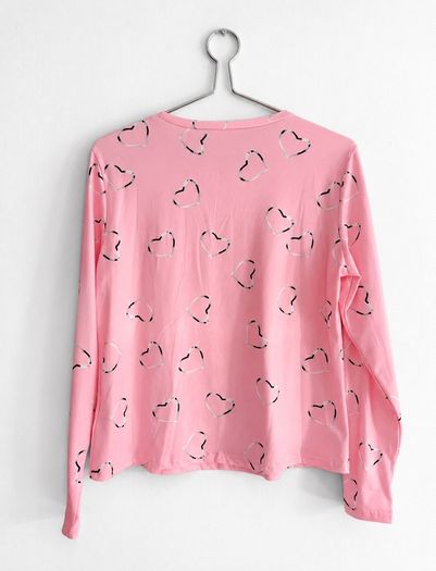 New Pink Heart Long Sleeve Top