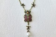 Beetle Skull Star Pearl Gold Necklace