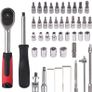 46 Piece Socket Set Metric Tool Kit 1/4'' Wrench Handle, Tool Kits for Home Car Repair Kit with Extension Bars, Quick Release Reversible Ratchet Socket Wrench Set for Car Motorcycle (FREE POSTAGE) Image 6