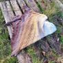 Handmade crochet triangle shawl wrap. Brown and beige ombre lacy shawl Image 3