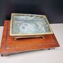 Old Chinese Brass Incense Burner / Censer on Wooden Stand  Aged Patina Image 2
