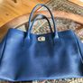 Furla Navy Blue Saffiano Leather Tote Bag Image 4