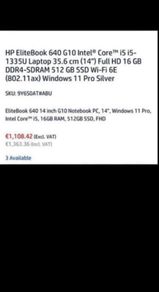 HP EliteBook 640 G10 Intel Core i5 i5-1335U Laptop 35.6 cm (14") Full HD 16 /32GB DDR4-SDRAM 512 GB SSD Wi-Fi 6E (802.11ax) Windows 11 Pro Silver