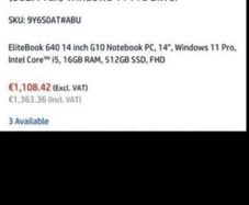 HP EliteBook 640 G10 Intel Core i5 i5-1335U Laptop 35.6 cm (14") Full HD 16 /32GB DDR4-SDRAM 512 GB SSD Wi-Fi 6E (802.11ax) Windows 11 Pro Silver