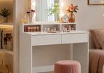 Dressing Table with Mirror and Bulbs,   Cosmetic LED