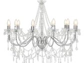 Chandelier with Beads Silver 12 x E14 Bulbs