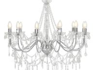 main image for ad Chandelier with Beads Silver 12 x E14 Bulbs