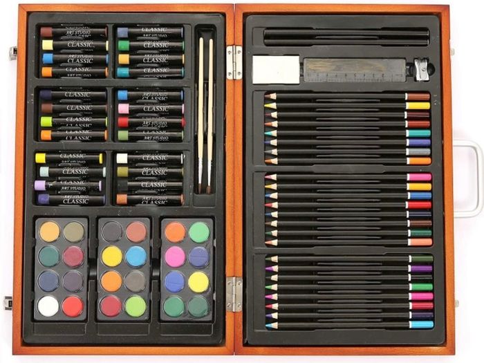 (80 Piece) Deluxe Art Creativity Set and Professional Art Set Box for Colouring Beginners, Great Gift For Artists, Adults Teens, and Children (FREE POSTAGE)