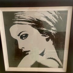 Framed Monochrome Woman Portrait Print (Pop Art / Modern Style)