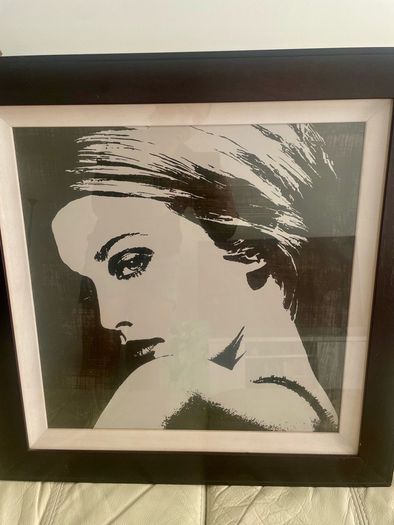 Framed Monochrome Woman Portrait Print (Pop Art / Modern Style)
