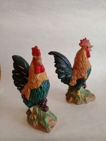 Vintage Hand Painted Plaster Corkerels x 2
