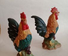 Vintage Hand Painted Plaster Corkerels x 2