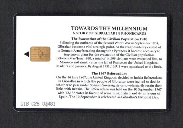 2000 Gibraltar 25 unitThe Evacuation & Referendum (Gemplus - GEM5 (Red)) Phonecard