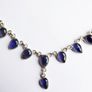Vintage Blue Sapphire Sterling Silver 925 Choker: Faceted Gemstone Necklace length 16" - 7,4g Image 9