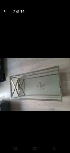 glass with mirror base coffee table