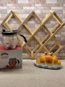 Brand New Kitchen Decor Bundle - Kilner Syrup, Croissant Butter Dish & Wine Rack