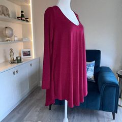 Ladies Long Sleeved Raspberry Pink Top from Basic Mat. Size UK 20-22 / EU 48-50