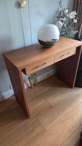 Solid Wood Console Hall Table with 2 Drawers