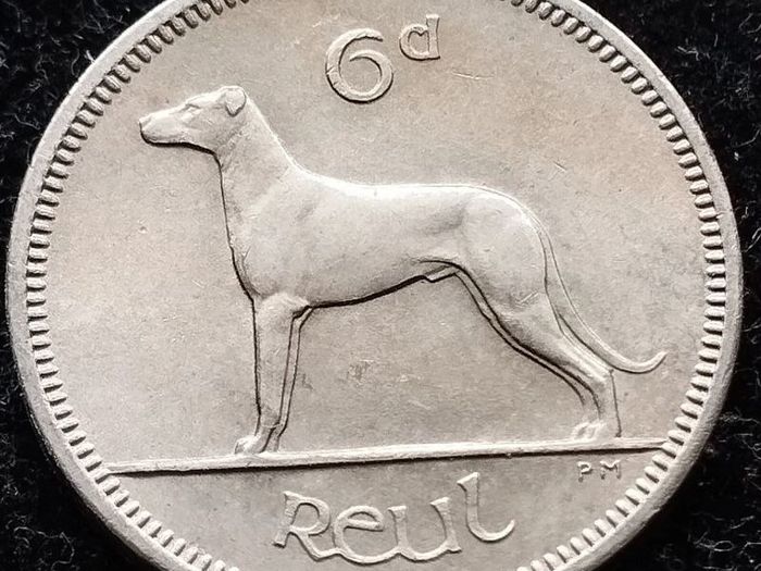 [#392] - Ireland 1968 | Irish 6p | Six Pence | Wolfhound | KM.13a | UNC