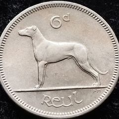 [#392] - Ireland 1968 | Irish 6p | Six Pence | Wolfhound | KM.13a | UNC