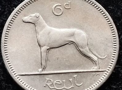 [#392] - Ireland 1968 | Irish 6p | Six Pence | Wolfhound | KM.13a | UNC