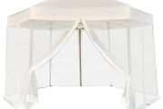 Hexagonal Pop-Up Marquee with 6 Sidewalls Cream White 3.6x3.1 m