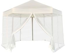 Hexagonal Pop-Up Marquee with 6 Sidewalls Cream White 3.6x3.1 m