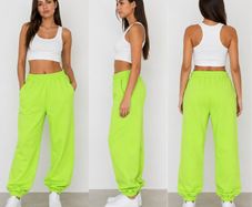 Women Neon Lime Jogger Pants