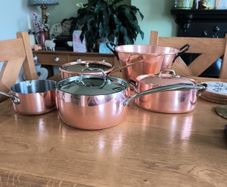 Selection of 5 Copper Pots