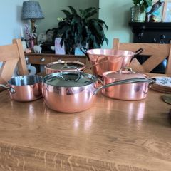 Selection of 5 Copper Pots