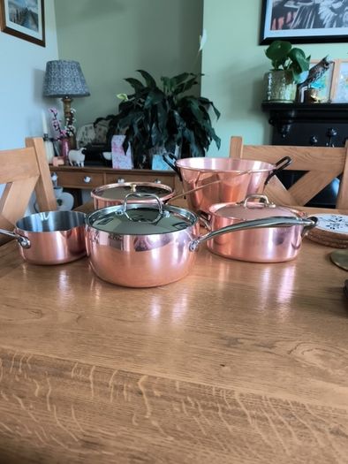 Selection of 5 Copper Pots