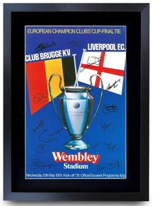 Liverpool FC 1978 European Cup Final Signed Framed Programme Printed Poster (A3)