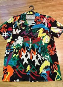Vintage Colourful Graffiti Print Shirt Streetwear Festival Style